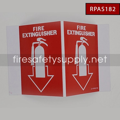 FSS RPAS182 Fire Extinguisher Sign, Rigid Plastic Arrow, 3D Angle (5”X6”)