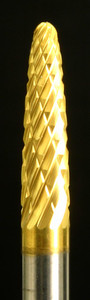 Industrial Bur, Tree shape (SF), solid carbide, titanium nitride coated for wear resistance, 1/8" shank, 1/8" diameter cutter. Wood and gourd carving, acrylics, soft stone, metals Industrial Bur, Tree shape (SF), solid carbide, titanium nitride coated for wear resistance, 1/8" shank, 1/8" diameter cutter. Wood and gourd carving, acrylics, soft stone, metals