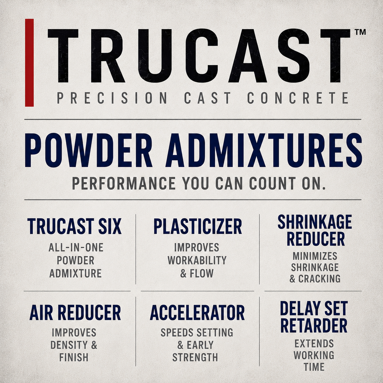 TruCast™ Powder Admixtures