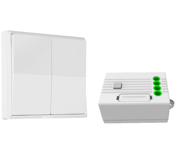 Double gang switch, white with one single 10 amp controller. Double gang switch, white with one single 10 amp controller.