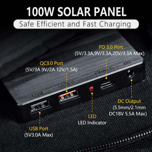 100W Foldable & Portable Solar Panel
