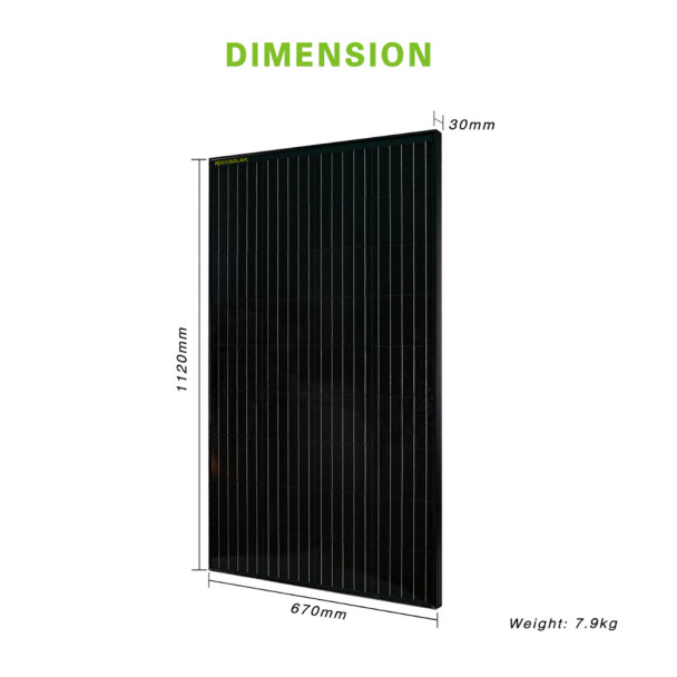 Black Diamond 150W 12V Rigid Monocrystalline Solar Panel