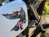 Motorcycle Eagle with Flag - pair (mirrored) 6 inch  (Red, White & Blue)