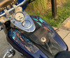 Custom style motorcycle tank mural decal kit - shown on a Honda Shadow