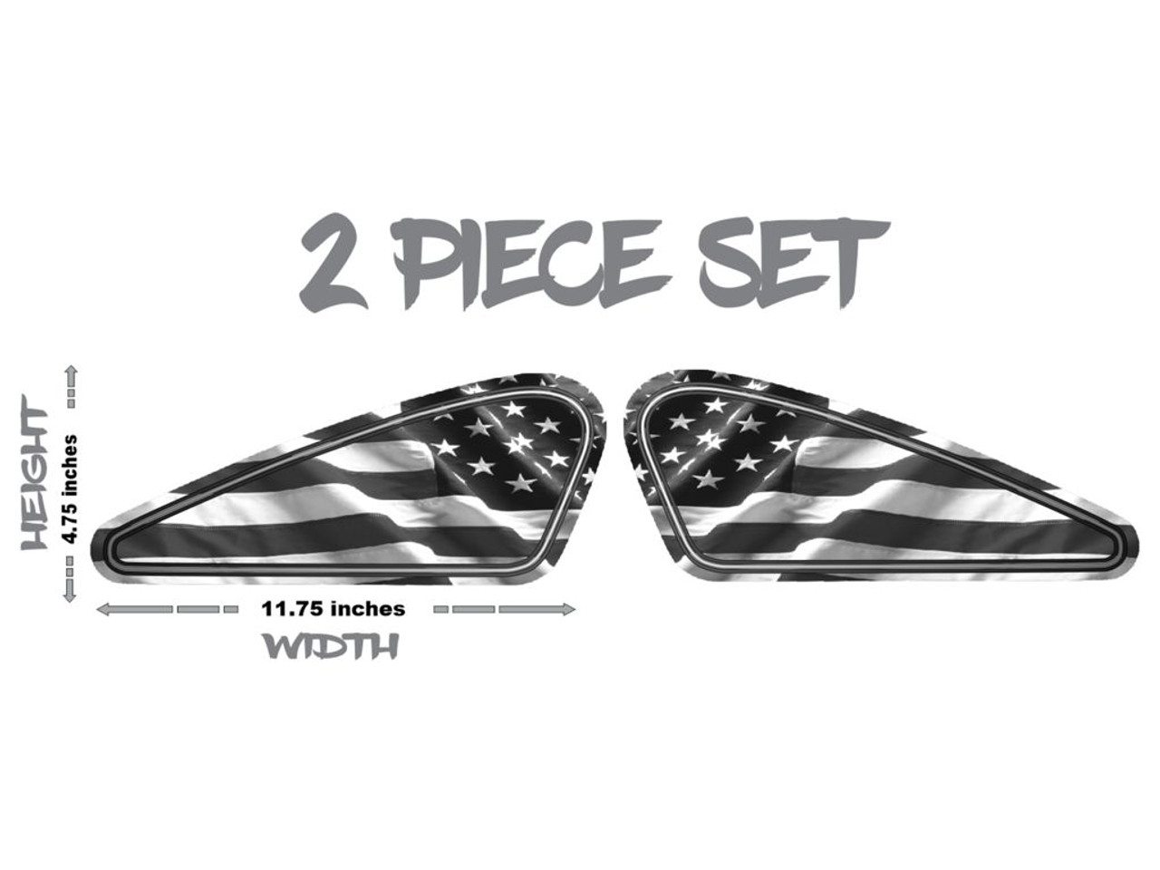 Subdued / Black & White / Tactical - American Flag - Patriotic - 2pc set - Sportster tank panels