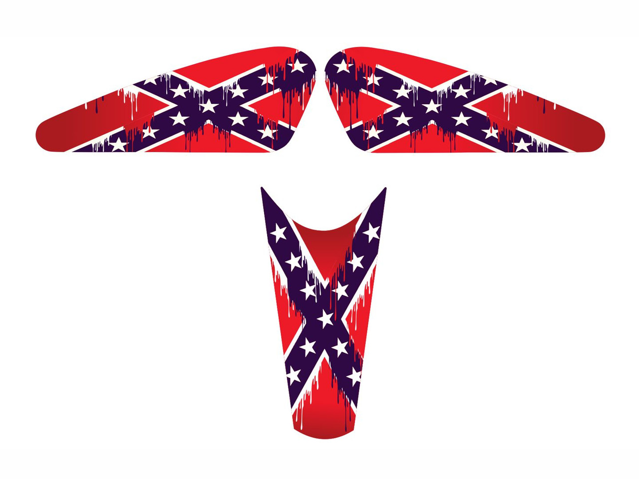 Confederate Flag - Paint Drip - 3pc Tank decal set