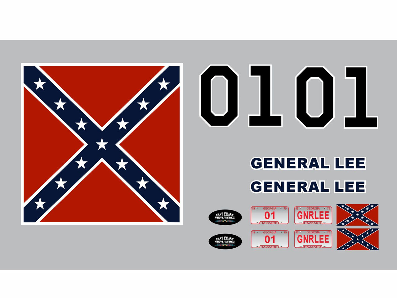 General Lee - Decals set FOR:  Pro-Line 1/10 Drag Charger