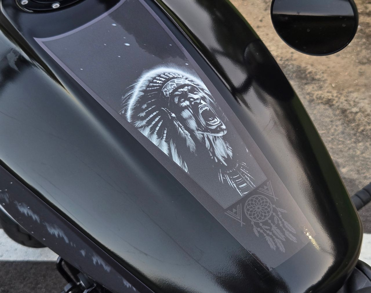 Indian Scout War Bonnet tank logo