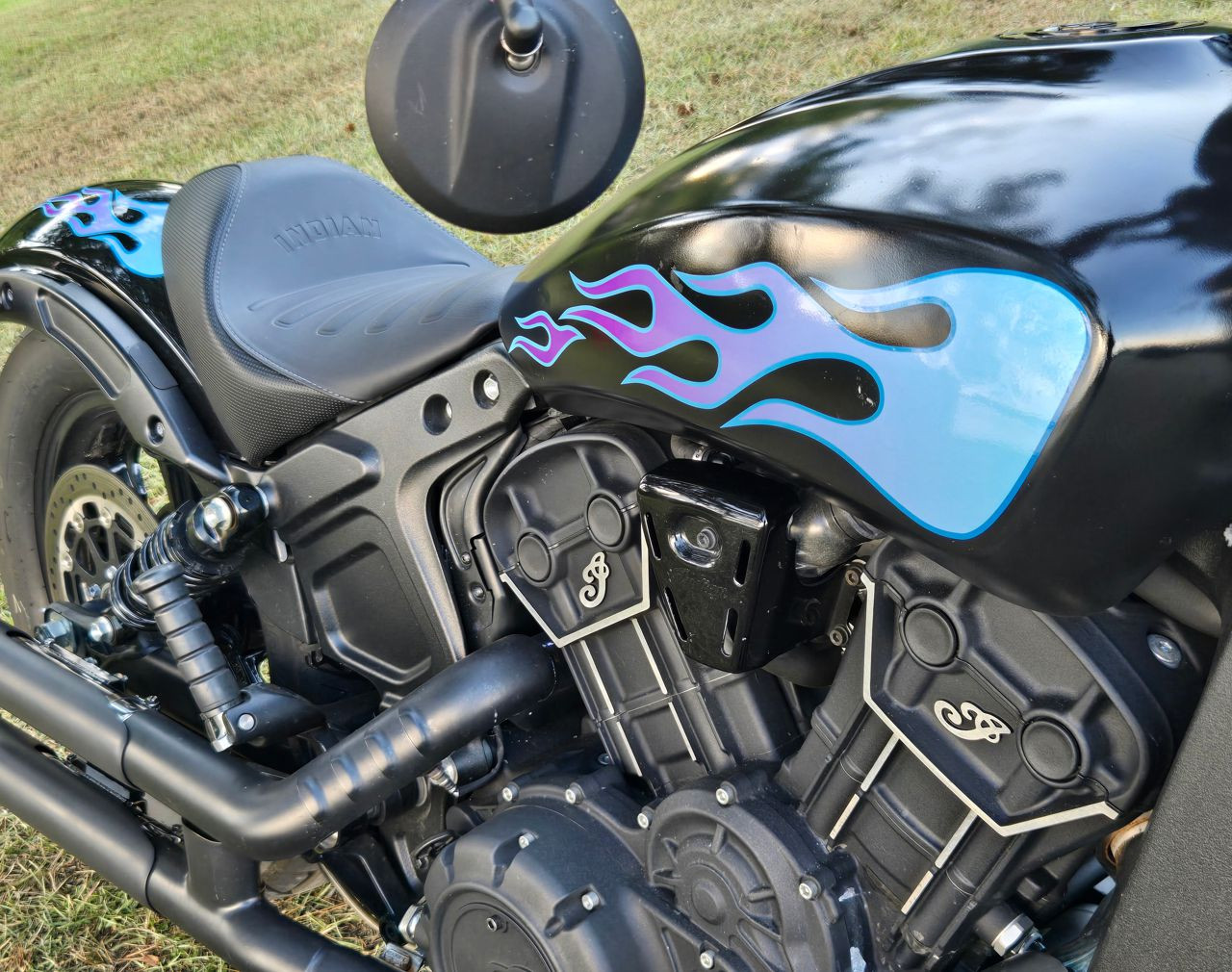 Old School / Hot Rod - Indian Scout No. 8 - Motorcycle Flame decals - Blue Sugar/Grape - 8pc set 