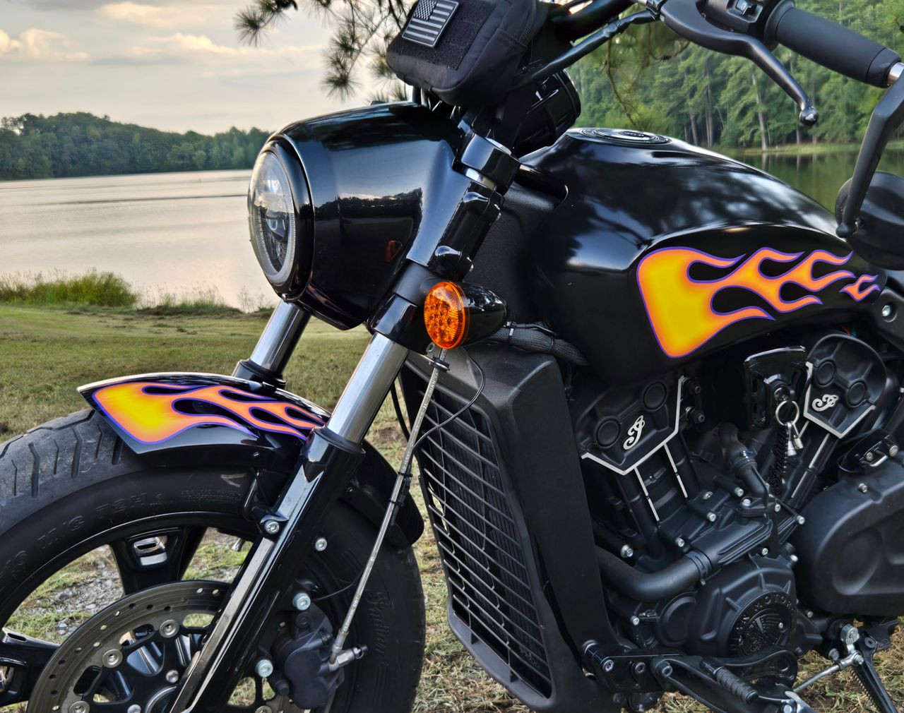 Custom Airbrushed Old School Hot Rod Flames on an Indian Scout Bobber