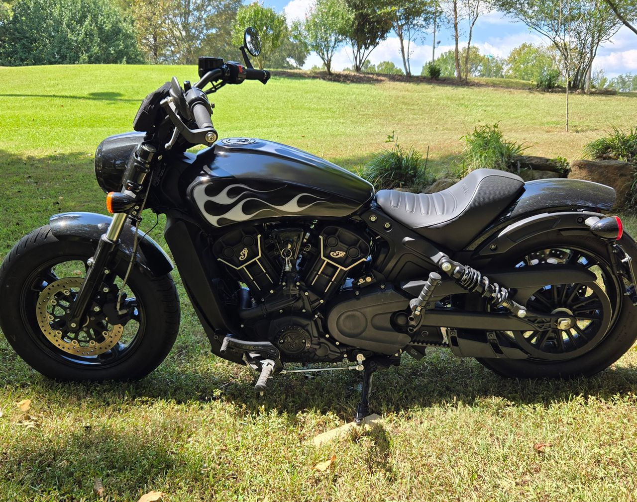 Old School / Hot Rod - Indian Scout No. 3 - Motorcycle Flame decals - Smoldering Ash Gray - 3pc set  Old School / Hot Rod - Indian Scout No. 3 - Motorcycle Flame decals - Smoldering Ash Gray - 3pc set