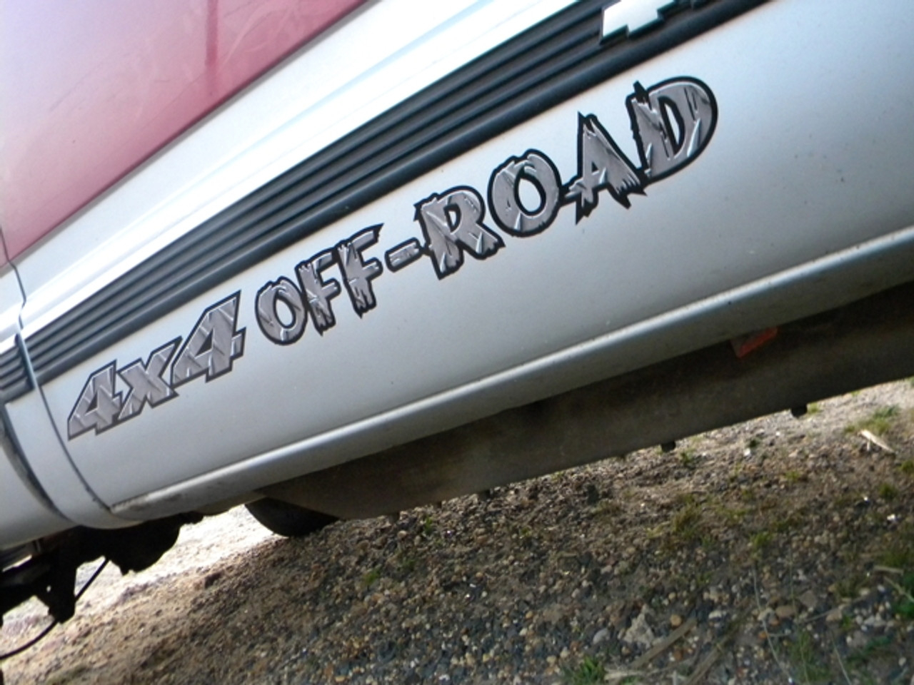 Decal was designed for use on a windshield, but works great as side body graphics (shown here), or even on tailgates.