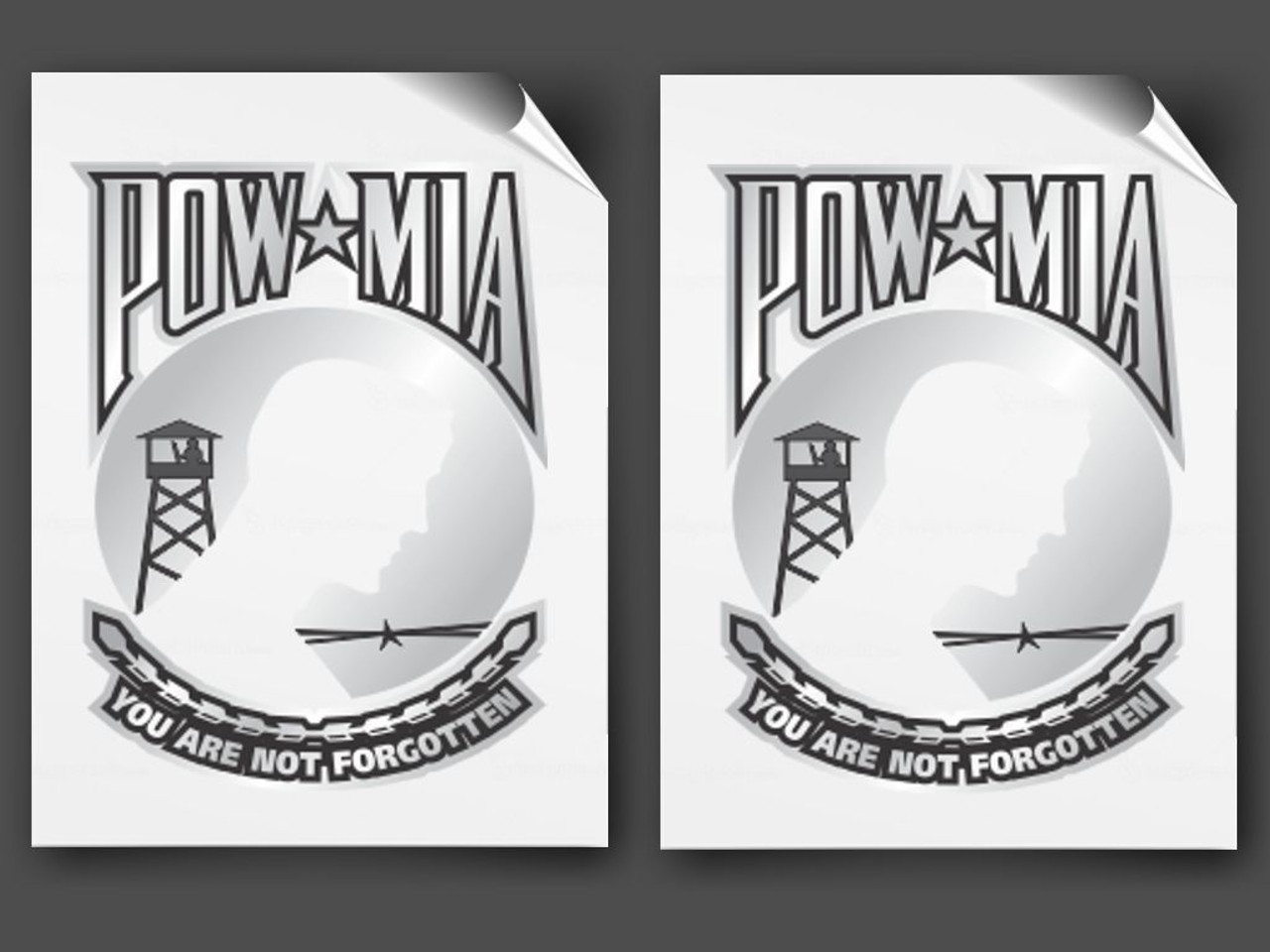 POW / MIA - Motorcycle Fork Decals  - 2pc set