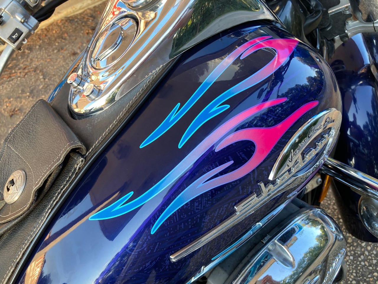 melme♡ No. 8 Slash | motorcycle Flame Decals | Watermelon/Midnight | 8pc. set