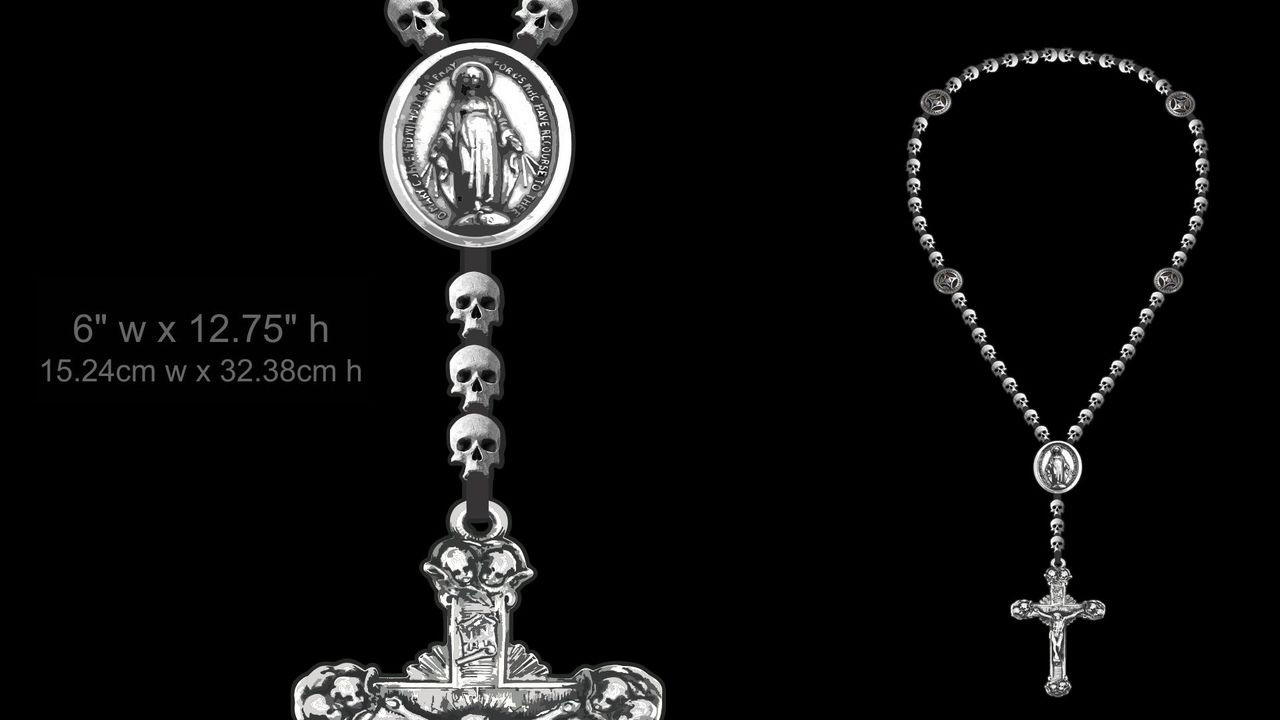 Rosary (Rosario) for motorcycle gas tank (skull beads)