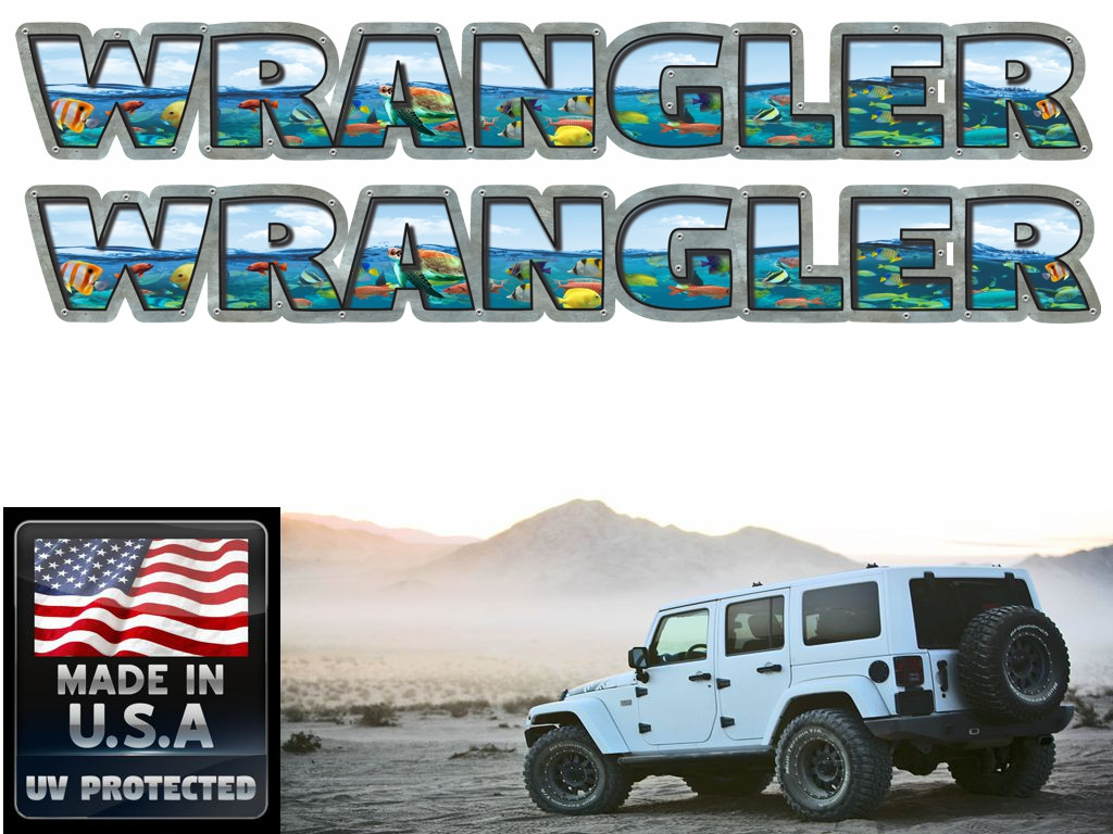Jeep Wrangler Reef tropical fish and sea turtle 2 piece decal set