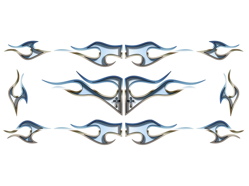 2-Pack Tribal Flame Vinyl Decals - Black Glossy For Car, Truck, Motorcycle - Oracal 651