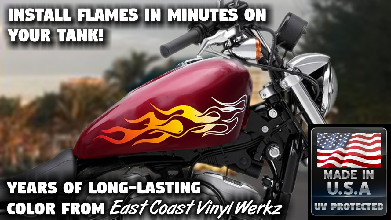 Chaser Motorcycle Flames 2 pc set - Pick Your Color - East Coast