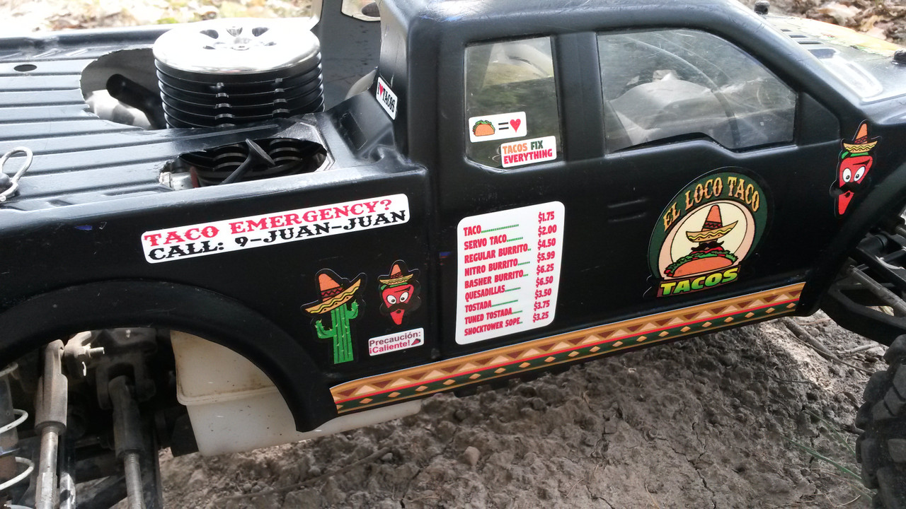 Funny - Taco truck - Universal 1/10 1/8 scale decal set