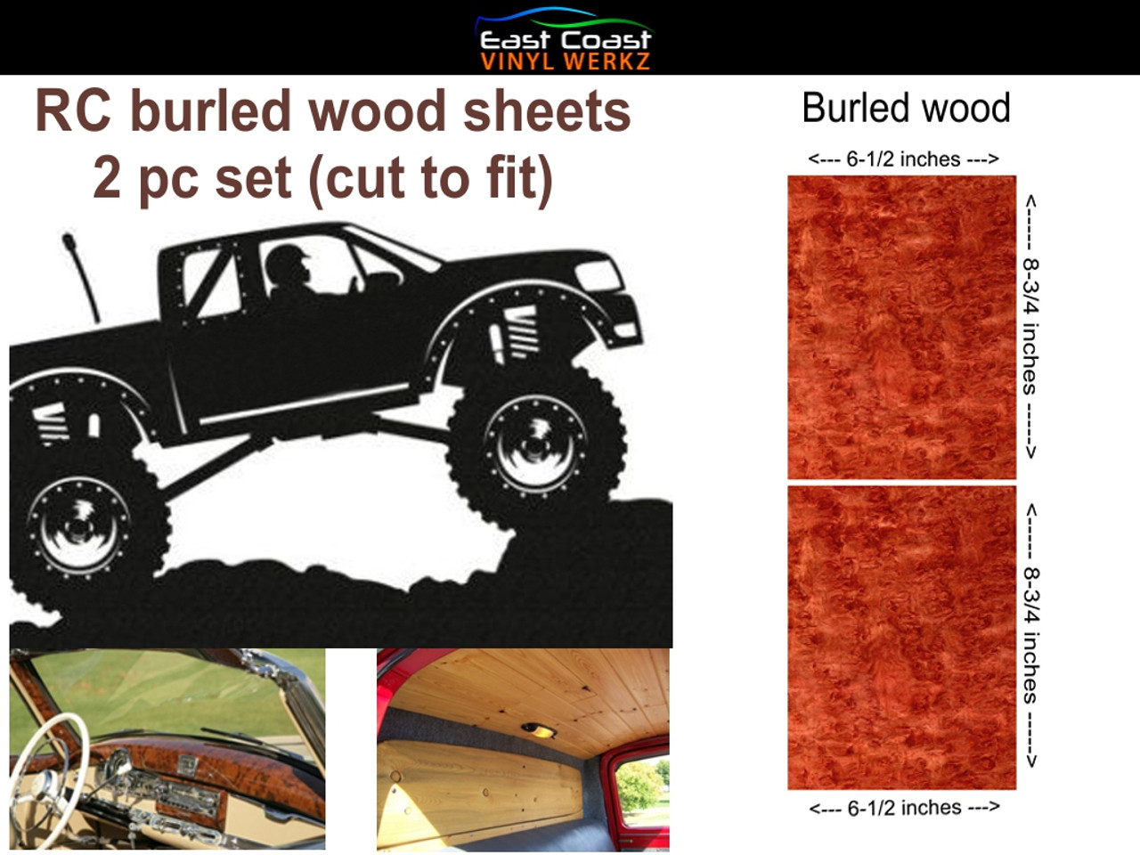 Burled Wood Sheets for RC cars & trucks
2pc set