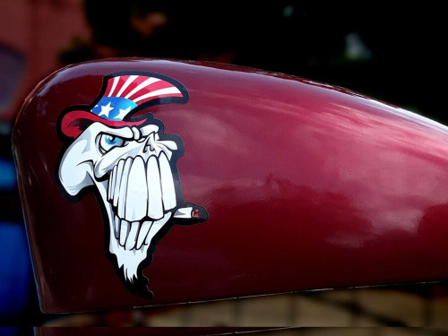 Smokin' Uncle Sam skull - (mirrored) Tank, fender & fork decals (7 piece set)  