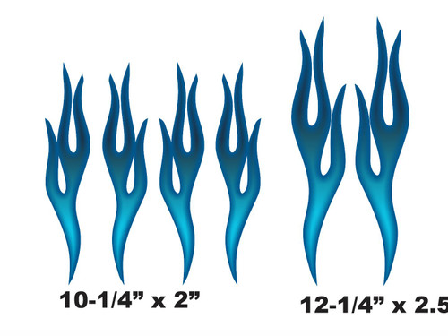 No. 6 - Hot Rod Flame decals - 6pc. set -Airbrushed Edition - BlueBerry