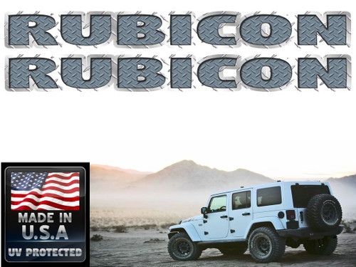Jeep Rubicon Hood Decals -  Diamond Plate  - 2pc set 