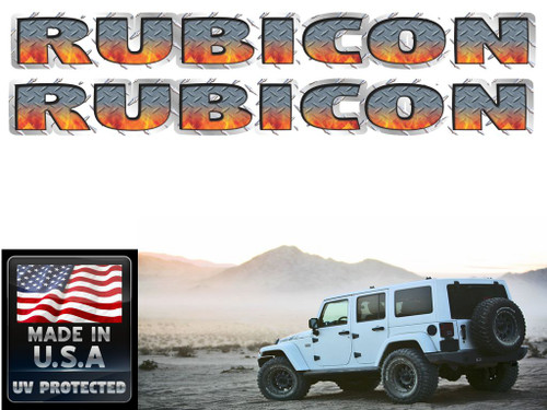  Jeep Rubicon Hood Decals -  Torched Diamond Plate  - 2pc set 