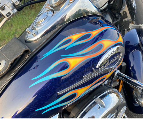 Flame decals | Old School | Airbrushed Fire w/ Glacier (blue