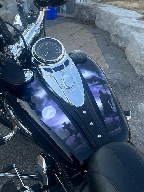 coffin / reaper - airbrushed style custom motorcycle tank paint art chopper
