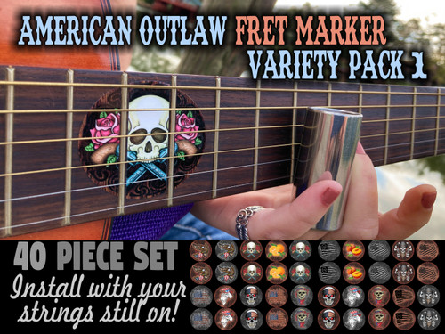 American Outlaw Variety Pack 1 - Guitar Fret Marker Set  (20 different markers - 40 piece set)