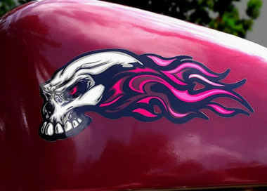 Flame Skull Fuel Tank Decals – Vinyl Motorcycle Stickers (2-Pack) – A055 Style