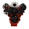 Black Chevy LS Mid-Mount Wraptor Serpentine System, Front, ALT Only