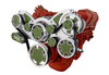 Big Block Chrysler Wraptor Serpentine System, Polished, Green Carbon Fiber, Right, AC