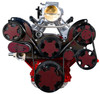 Black Chevy LS Mid-Mount Wraptor Serpentine System, Carbon Fiber, Red, Front, AC