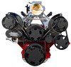 Chevy LS Mid-Mount Serpentine System, Black Diamond w/ Carbon Fiber, Black Fiber, Front, AC