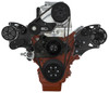 Chevy LS Wide Mount Weiand Supercharged Serpentine System, Black Diamond, Front, ACO