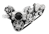 Big Block Chevy Wraptor Serpentine System, EWP, Procharger, Polished, Front, AC