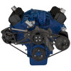 Stealth Black Ford 390 V-Belt System - Alternator & Power Steering with Saginaw Pump