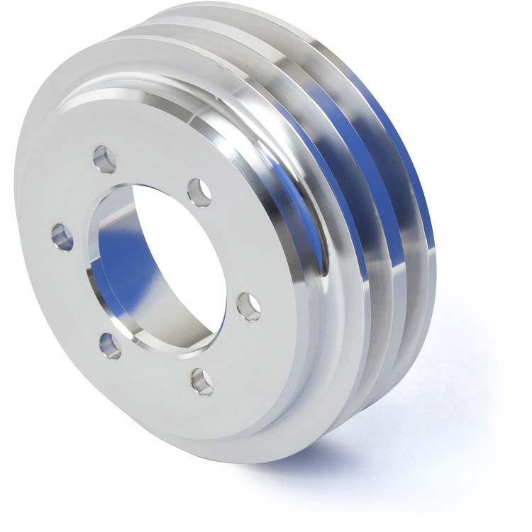 Buick Big Block 400 430 455 Aluminum Crank Pulley - V-Belt Style, Polished Billet, Front Mount