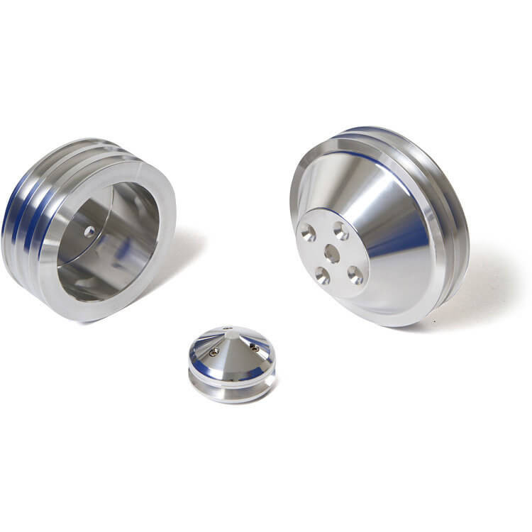 Chrome V-belt Pulley Kit Chrome 4 Pulley Set For Small Block Chevy Long Water Pump - 283 327 350 383 400 Water Pumps For Ford E-350 Super Duty - Foto 2