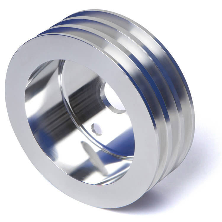 thumbnail image 2 of Small Block Chevy 2-Groove V-Belt Short Water Pump Pulley Set – Aluminum SBC 2 of 4