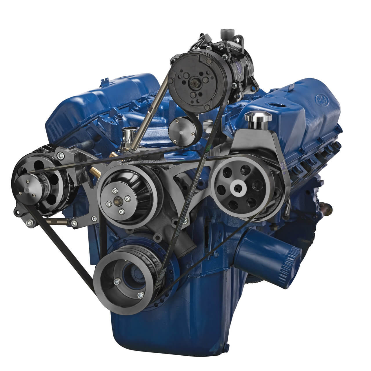 Black Ford 351C Serpentine System - AC, Power Steering