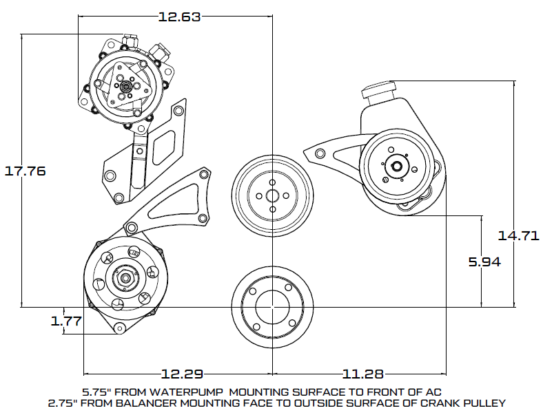 Big Block Ford 429 460 Serpentine Pulley Conversion Kit ALT PS BBF Big Block Ford 429 460 Serpentine Pulley Conversion Kit ALT PS BBF