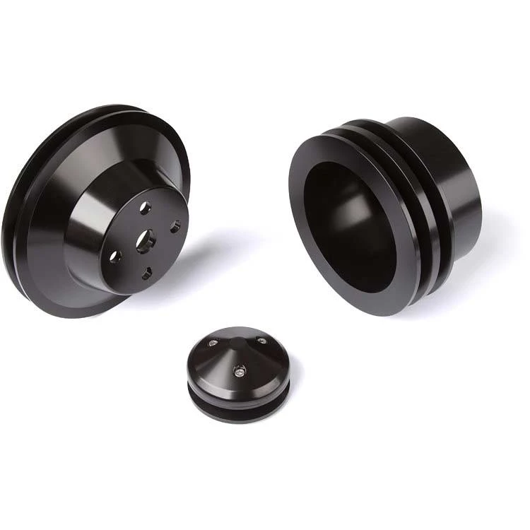 BBC Chevy 396-454 Black Aluminum SWP Double Groove Crankshaft Pulley BBC Chevy 396-454 Black Aluminum SWP Double Groove Crankshaft Pulley