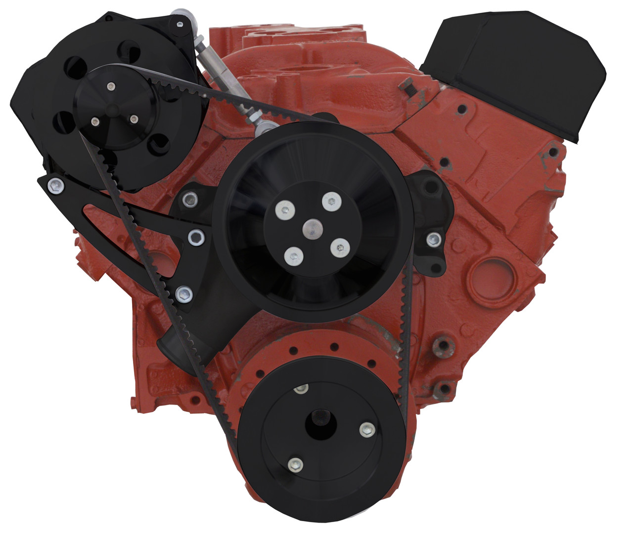 Black Chevy Small Block V-Belt System Alternator Only High Mount