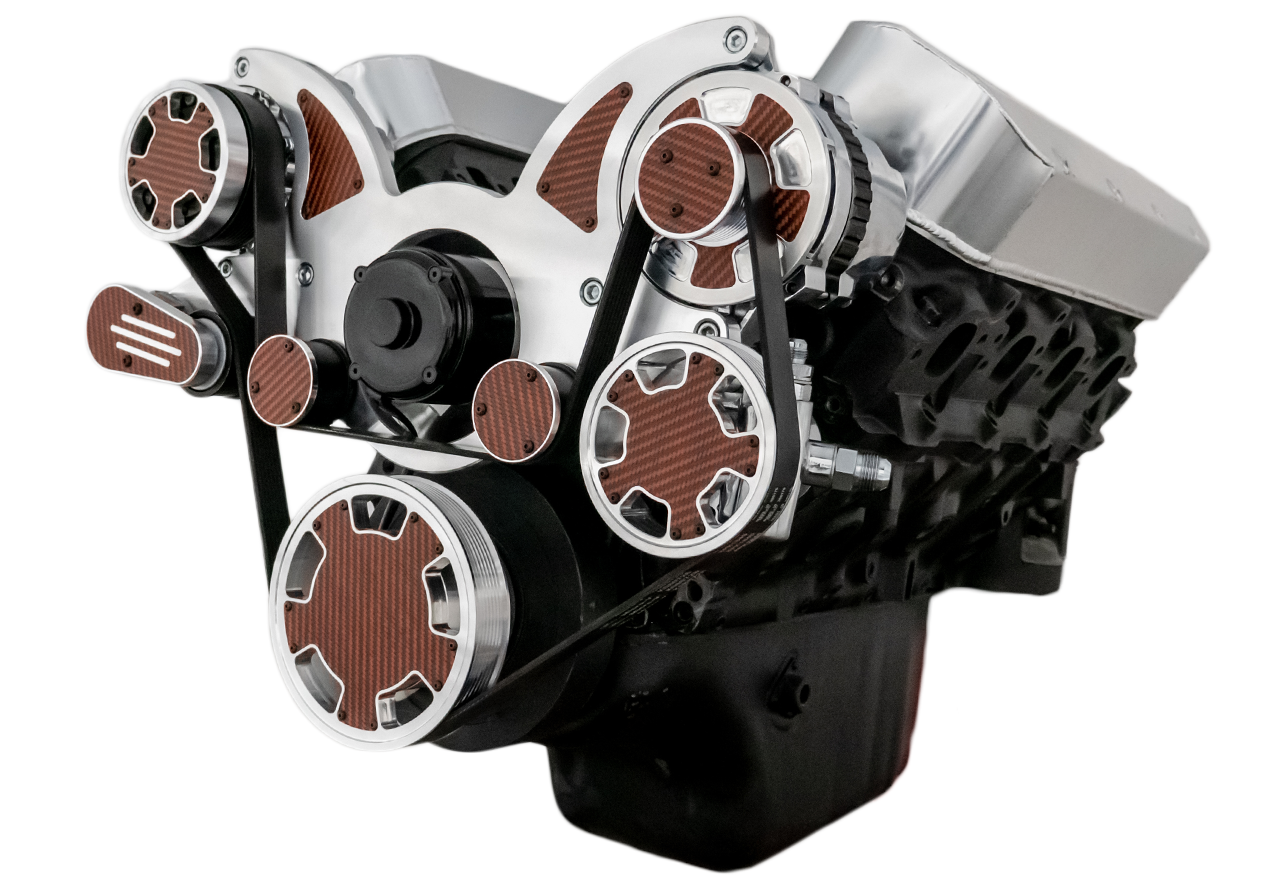 Big Block Chevy Electric Water Pump Serpentine System with Carbon Fiber Inlay