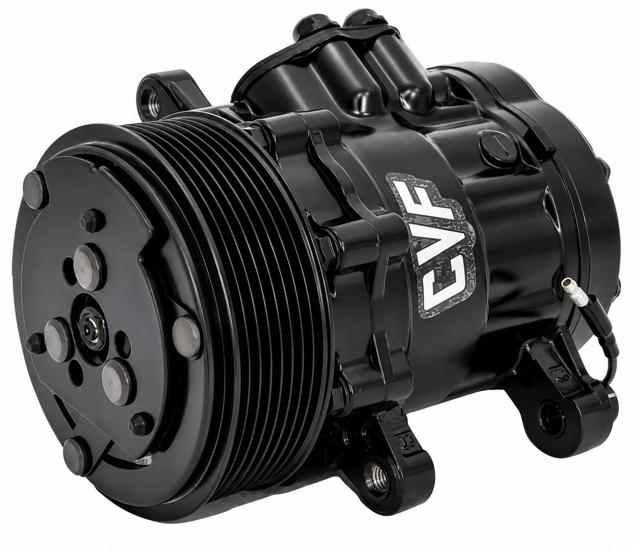 Peanut Style AC Compressor, Black, 8 Rib Clutch | CVF Racing