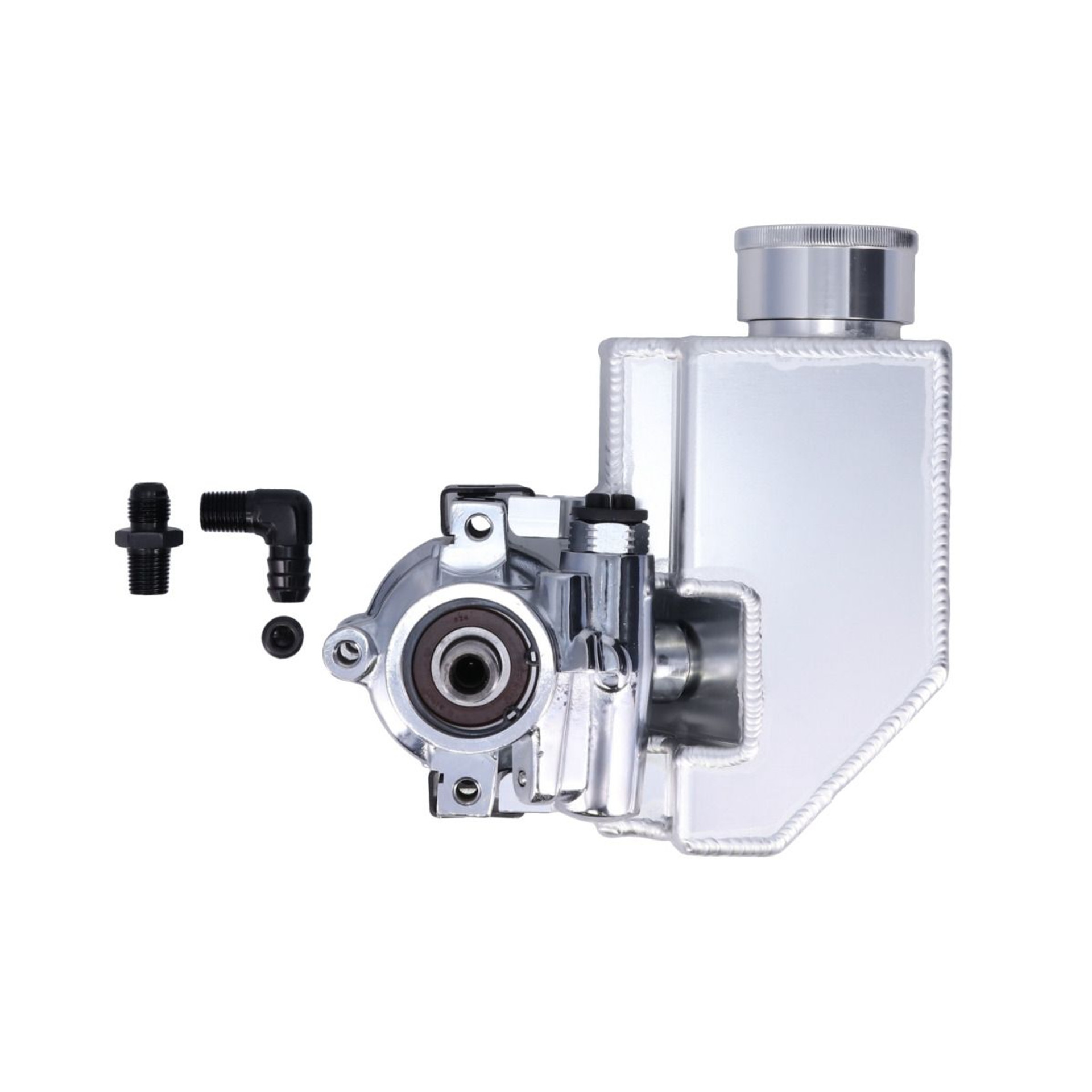 Black Remote Power Steering Pump Reservoir