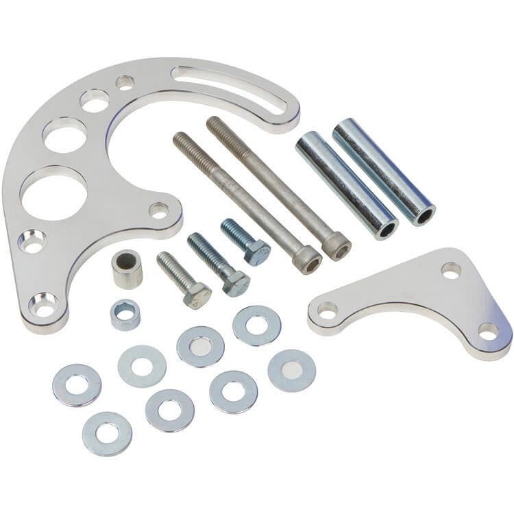 Billet SBC Power Steering Pump Bracket Billet Aluminum V-Belt Slotted Adjustable LWP 350 Small Block For Chevy Long Water Pump 5 - 34